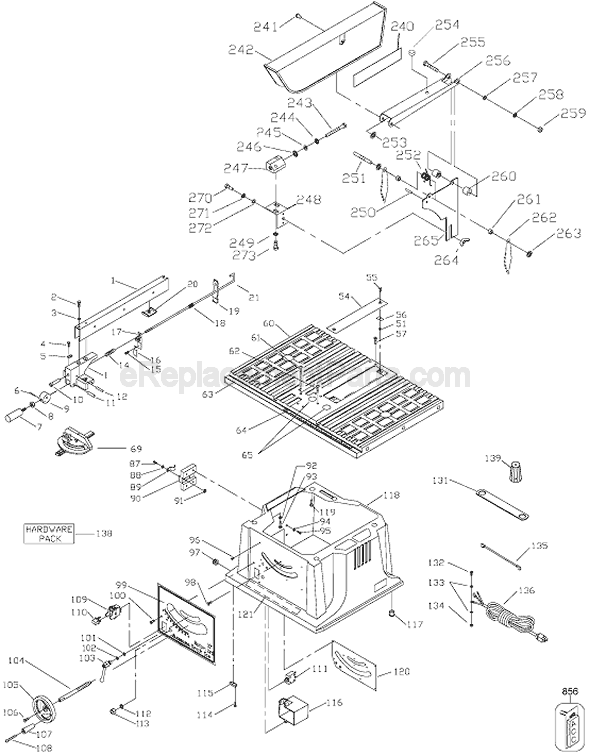 Page A Diagram and Parts List for BDTS100 Type 1 Black and Decker Table Saw